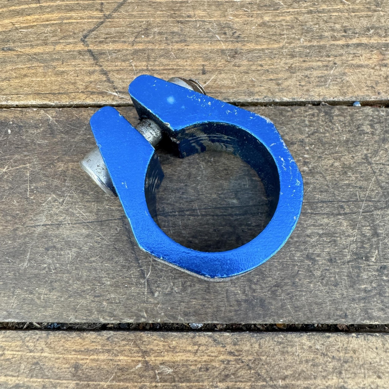 Old Schoo BMX Seatpost Clamp 28.6mm Blue Alloy Bolt-Only BMX Bike Part
