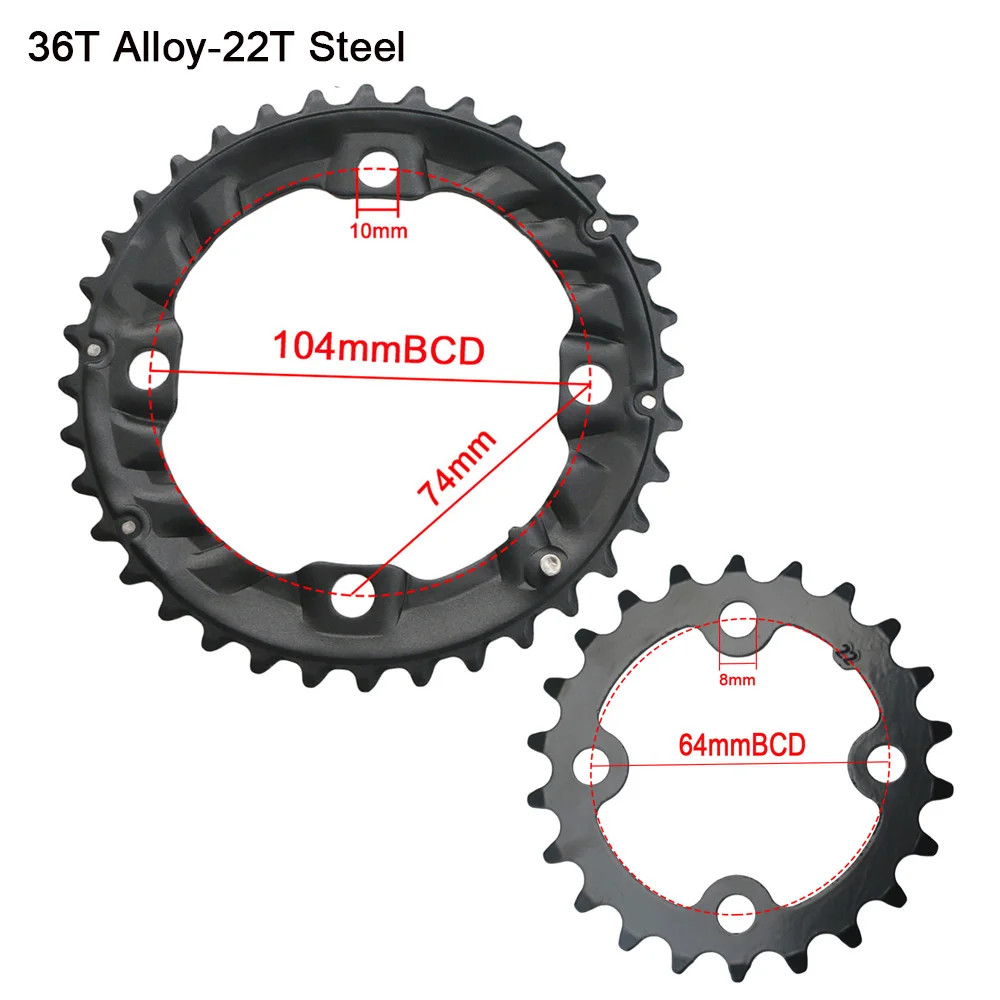 MTB Bicycle Chainring 64BCD 104BCD Double Chainwheel 22T-38T Parts