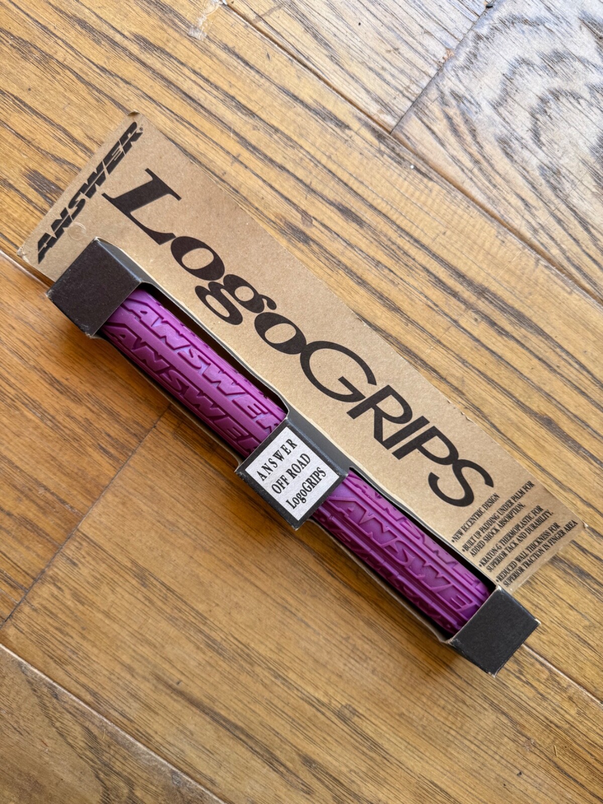 PURPLE Answer Logo Grips 4 3/4″ Made in USA *Fits ANY bicycle* VINTAGE