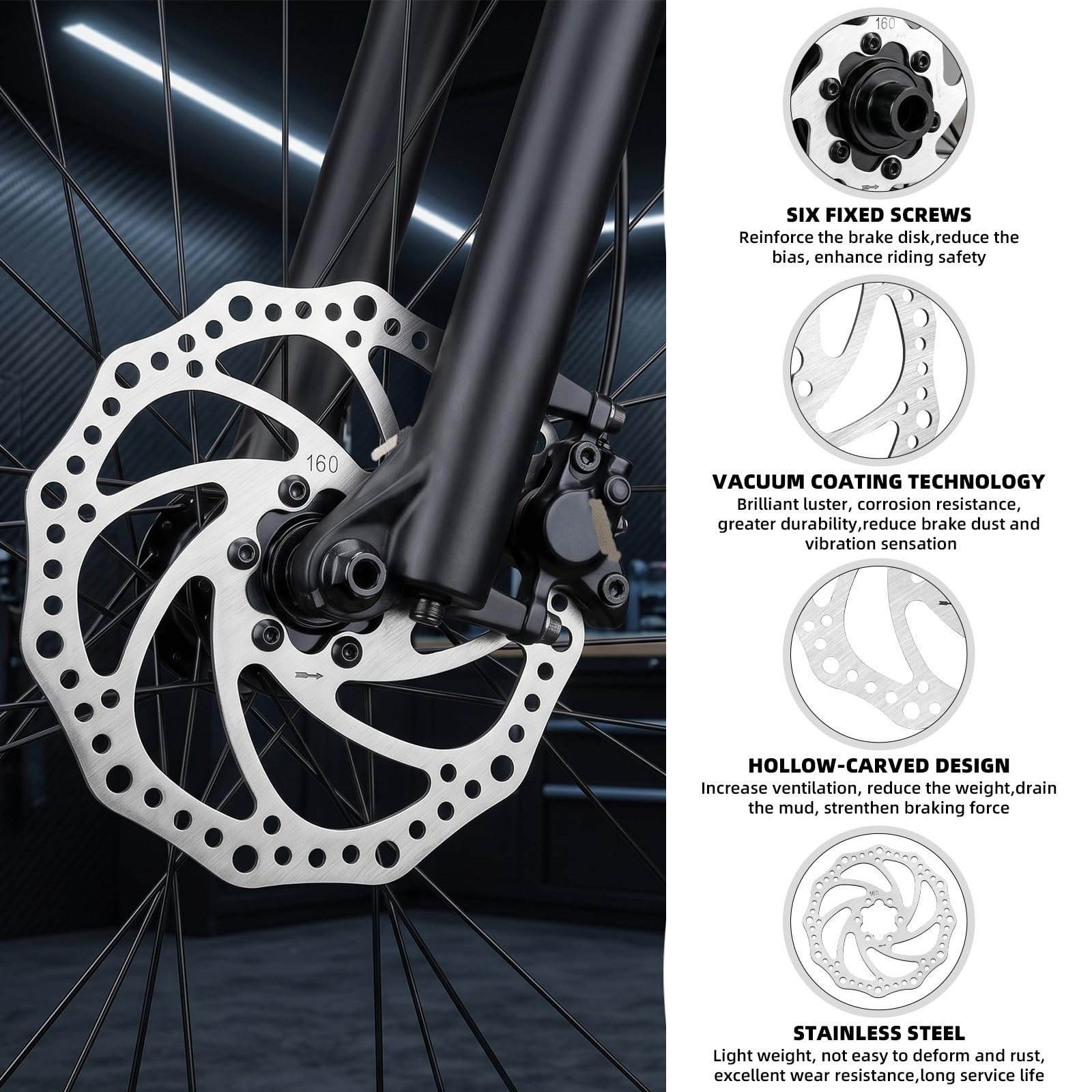 Zmgdrm 160mm MTB Disc Brake Rotor with 6 Bolts for Mountain Bikes