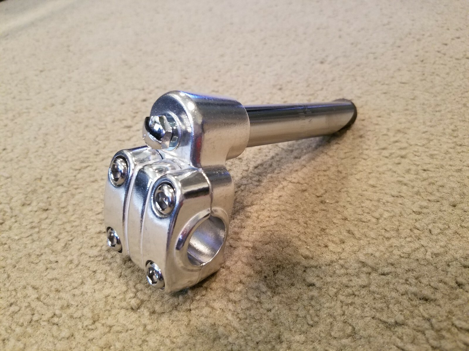 NEW SILVER ALLOY BICYCLE GOOSENECK STEM 21.1 MM BMX ,CRUISER BICYCLES , SCHWINNS