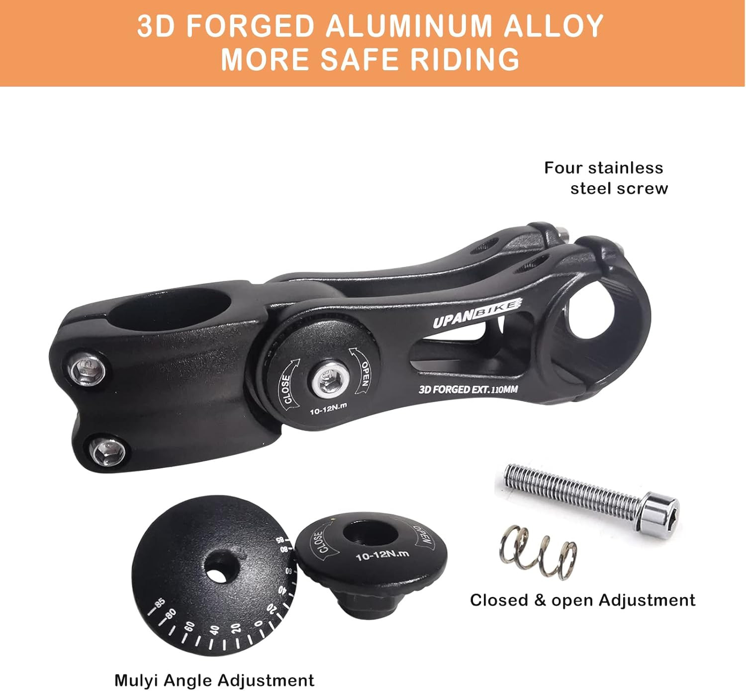 Bike Adjustable Stem 31.8mm 85 Degree 90mm 110mm 145mm Aluminum Alloy Riser E…
