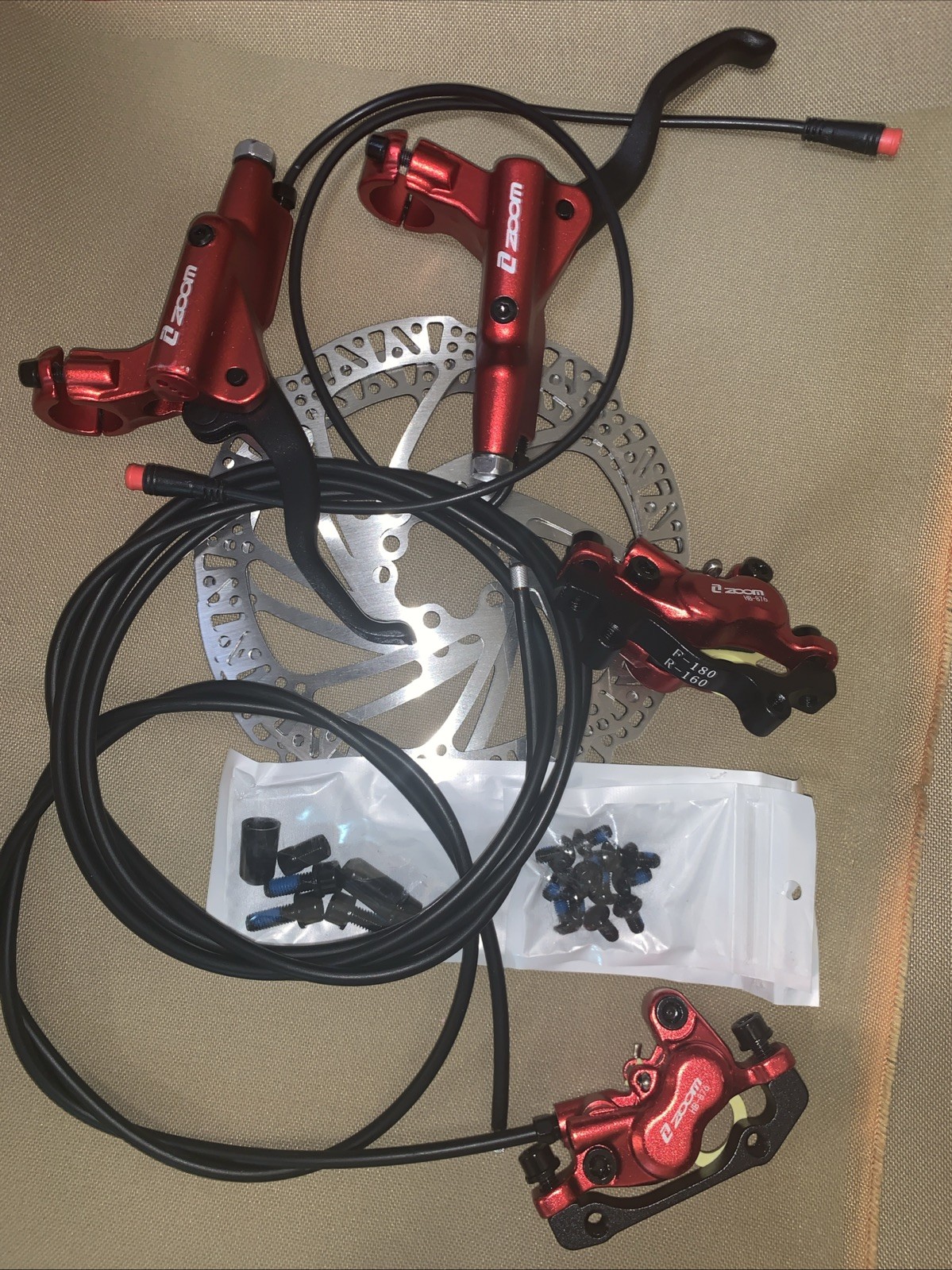 Zoom HB876 Bicycle Hydraulic Disk Brake Rotor 160mm Caliper Kit.