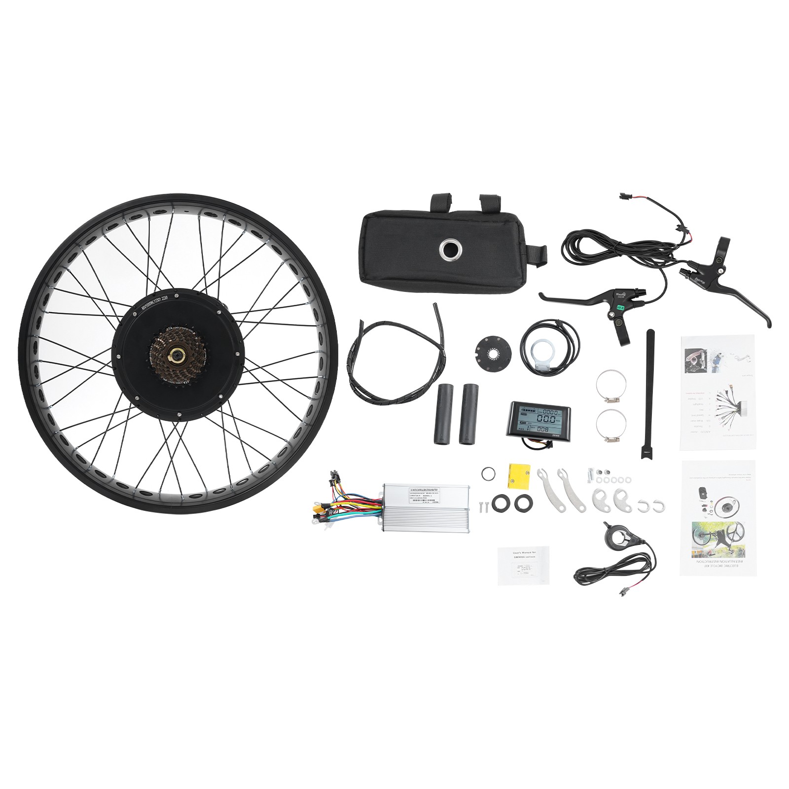 26″x4″ 48V Electric Bike Rear Wheel Hub Motor LCD E-Bike Conversion Kit 1000W