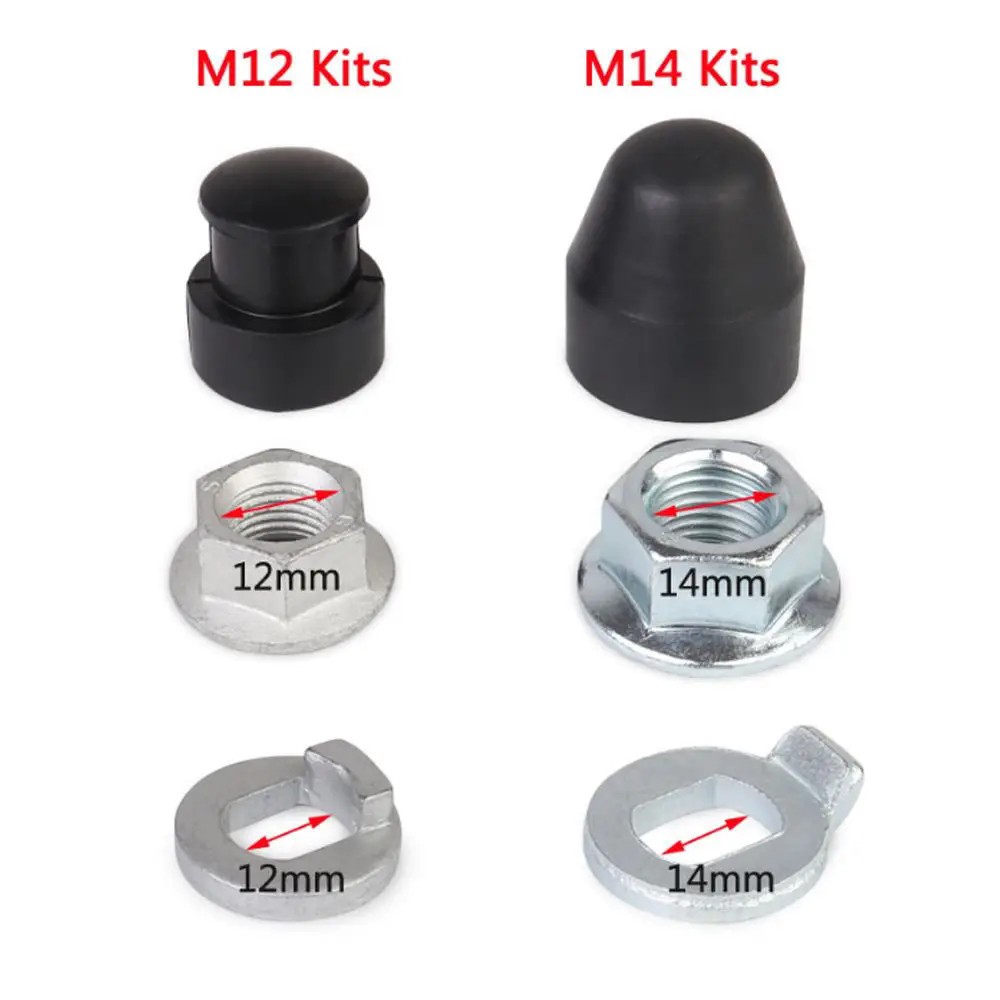 E-bike Hub Motor Axle M12/M14 Lock Nut /Lock Washer/Spacer/Nut-Cover Parts Kit
