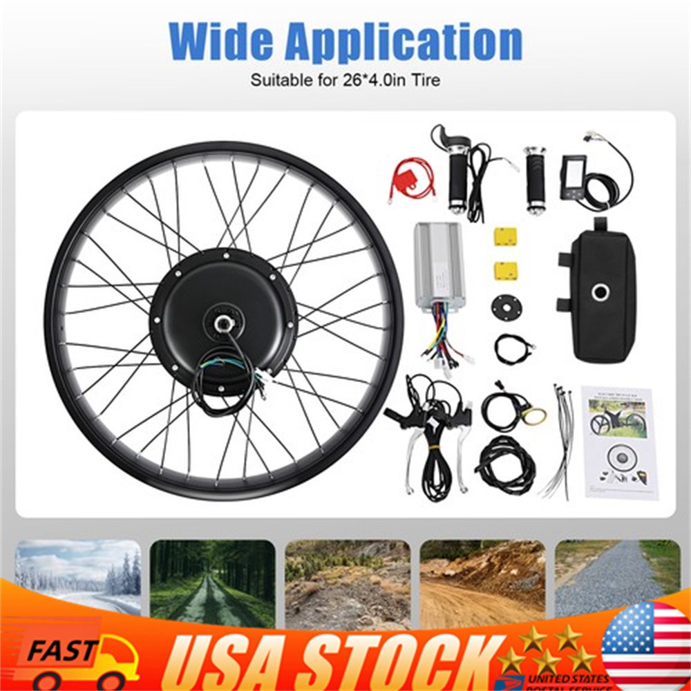 48V 1500W 26″ Rear Hub Motor LCD E-Bike Electric Bicycle Conversion Kit Fat Tire