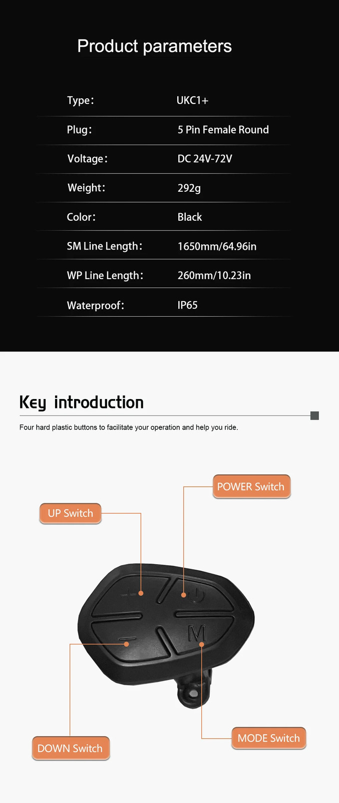 Electric Bicycle Display 24V 36V 48V 52V 60V 72V Display SM/Waterproof Plug