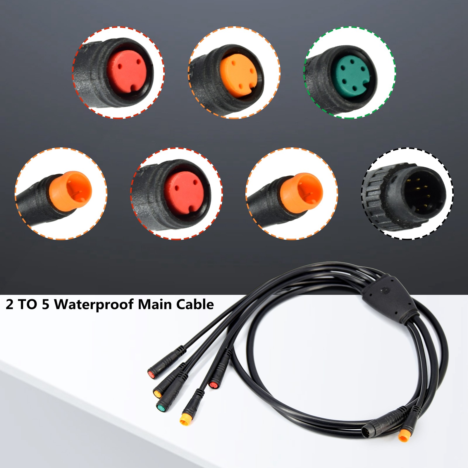 2T5 Waterproof Extension Cable for E-Bike Throttle Display Brake Light FS