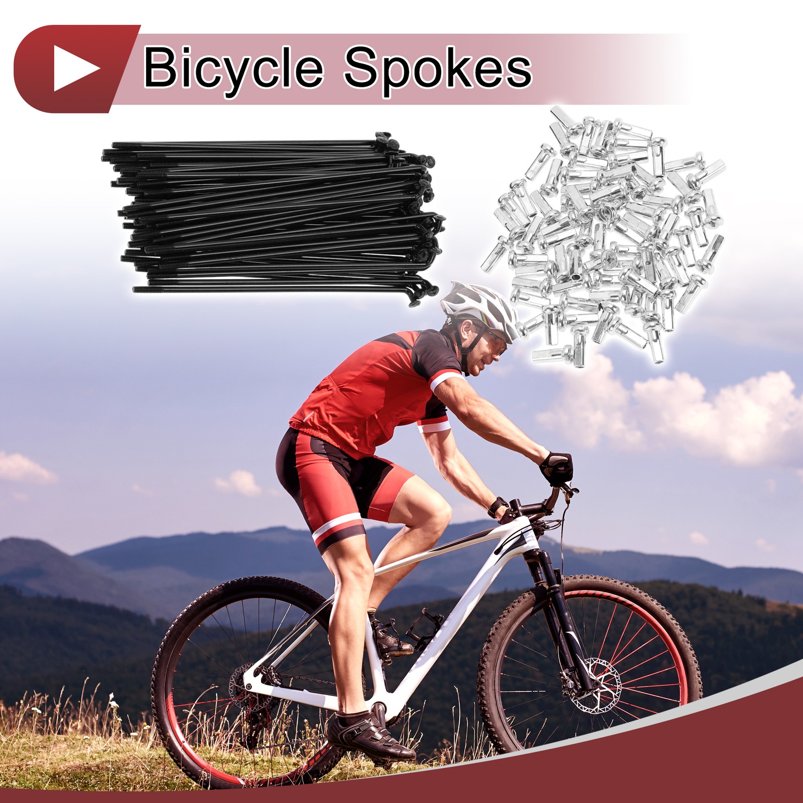 72 Set 14G Bicycle Spokes 89mm Bike Wheel Spokes Carbon Steel Black