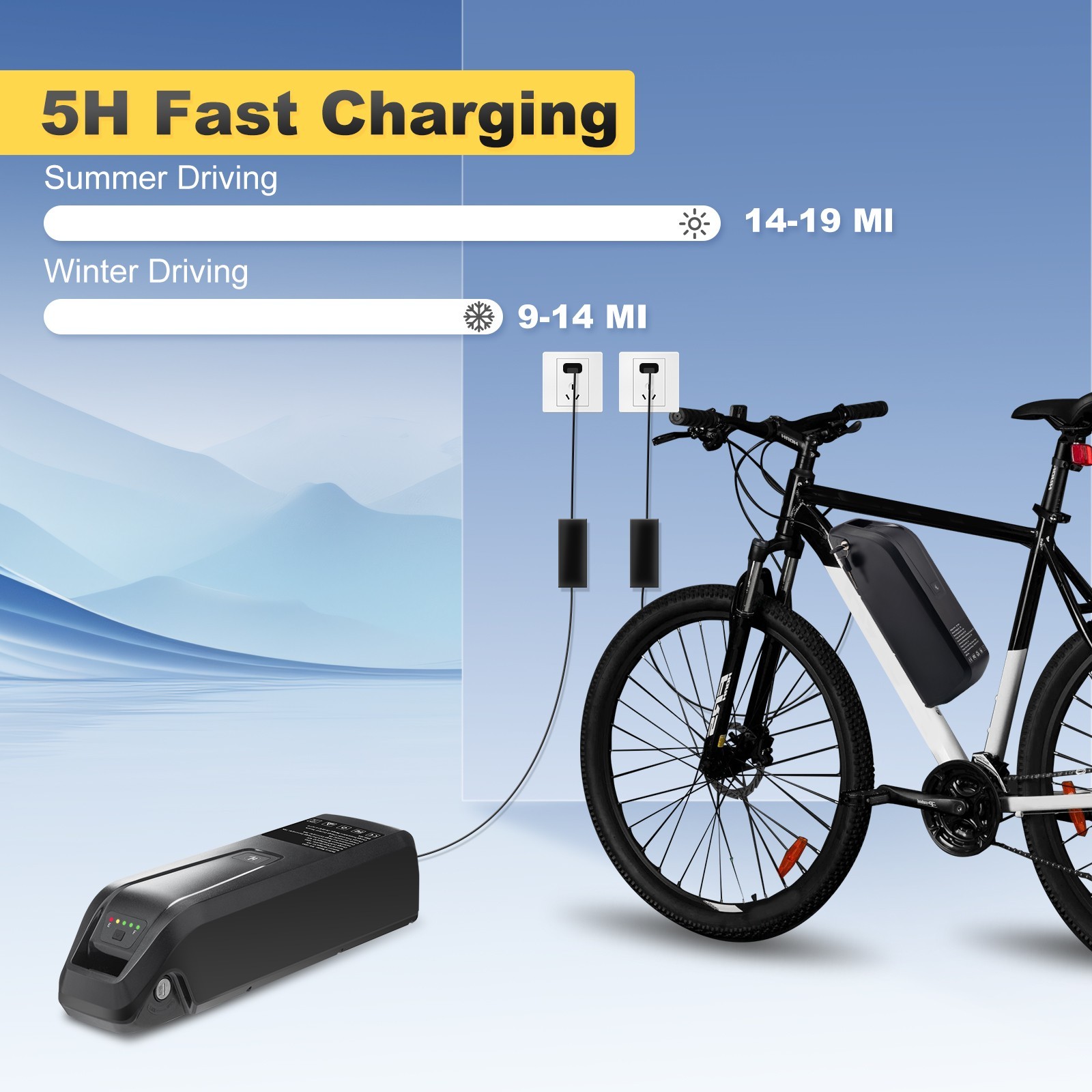 48V 1000W Lithium Ebike Battery 48V 10Ah Electric Bike Battery with Charger New
