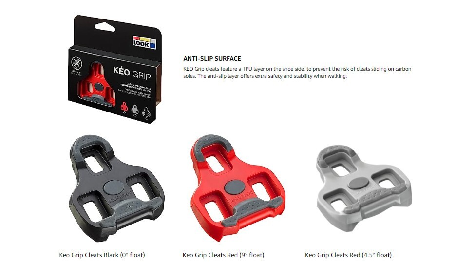 LOOK KEO Grip Road Cleats Anti-Slip 4.5 Float Bicycle Pedal Grey