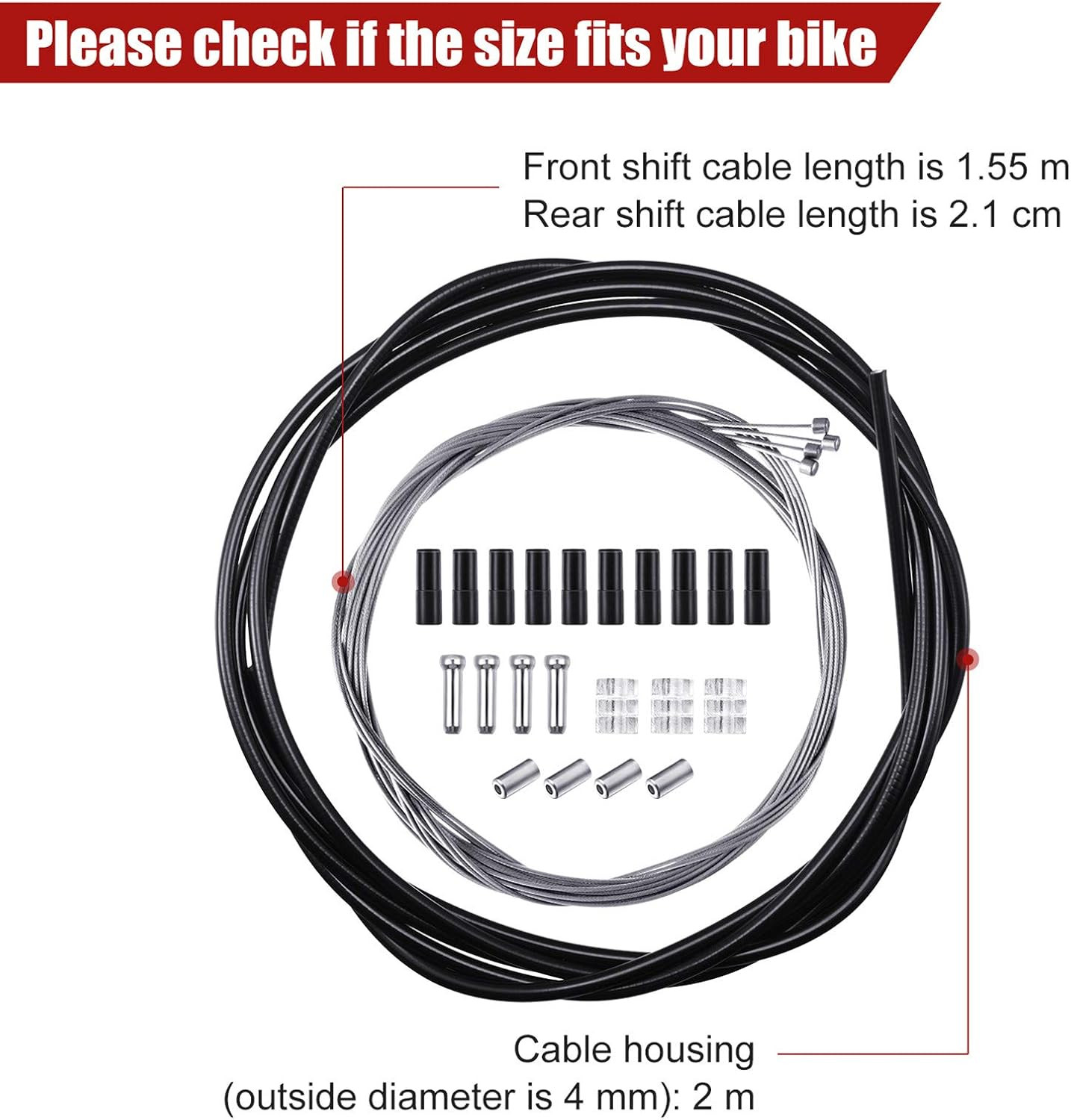 4 Pack Bike Gear Cable for Bicycles Universal Mountain Bicycle Shift Cable Kit R