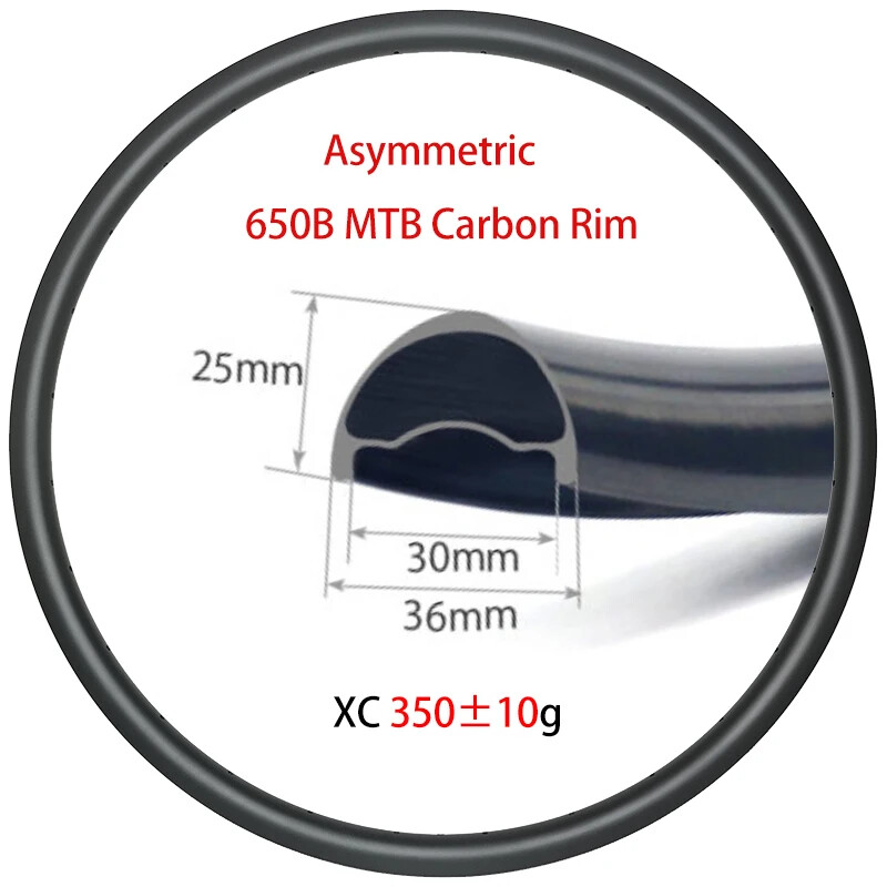 Superlight 27.5er XC MTB Carbon Rim 24H 28H 32H 36x25mm Asymmetric Bicycle Wheel