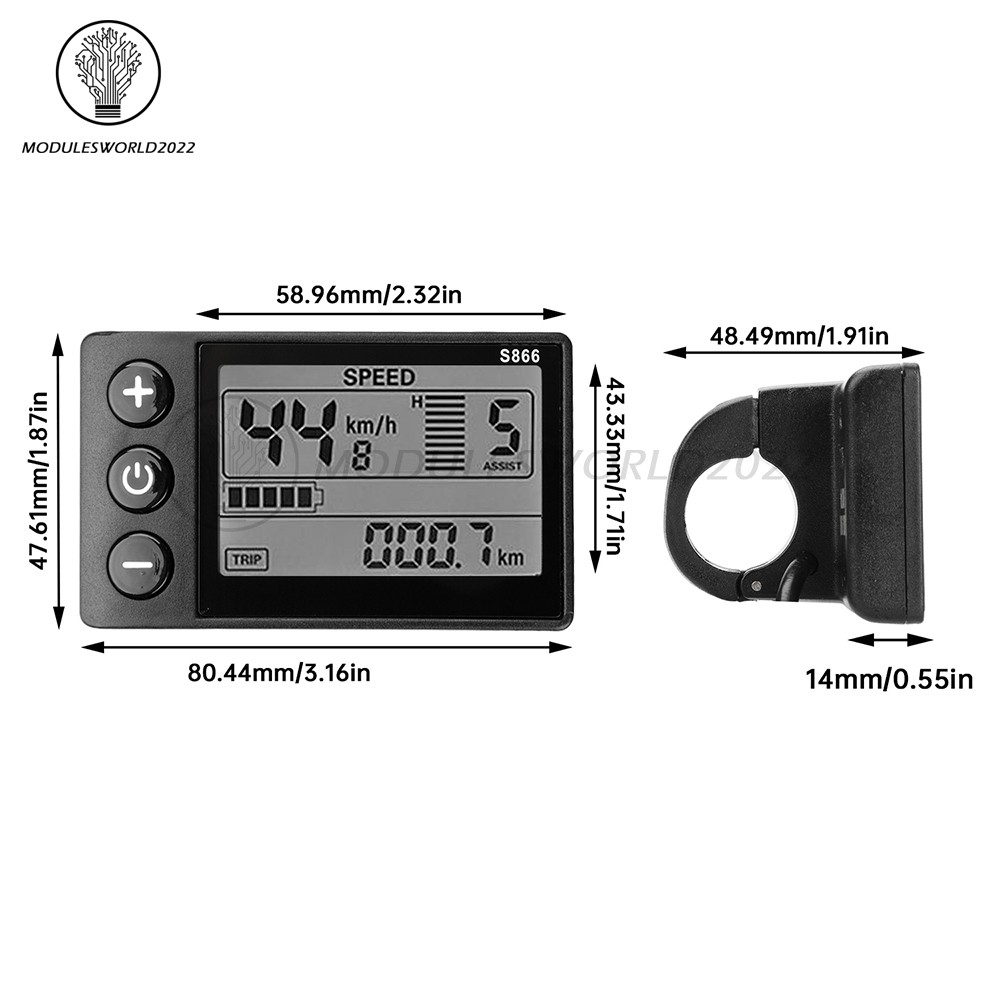36V 48V 64V 40A 30A 20A Brushless Motor Controller E-Bike S866 LCD Display Meter