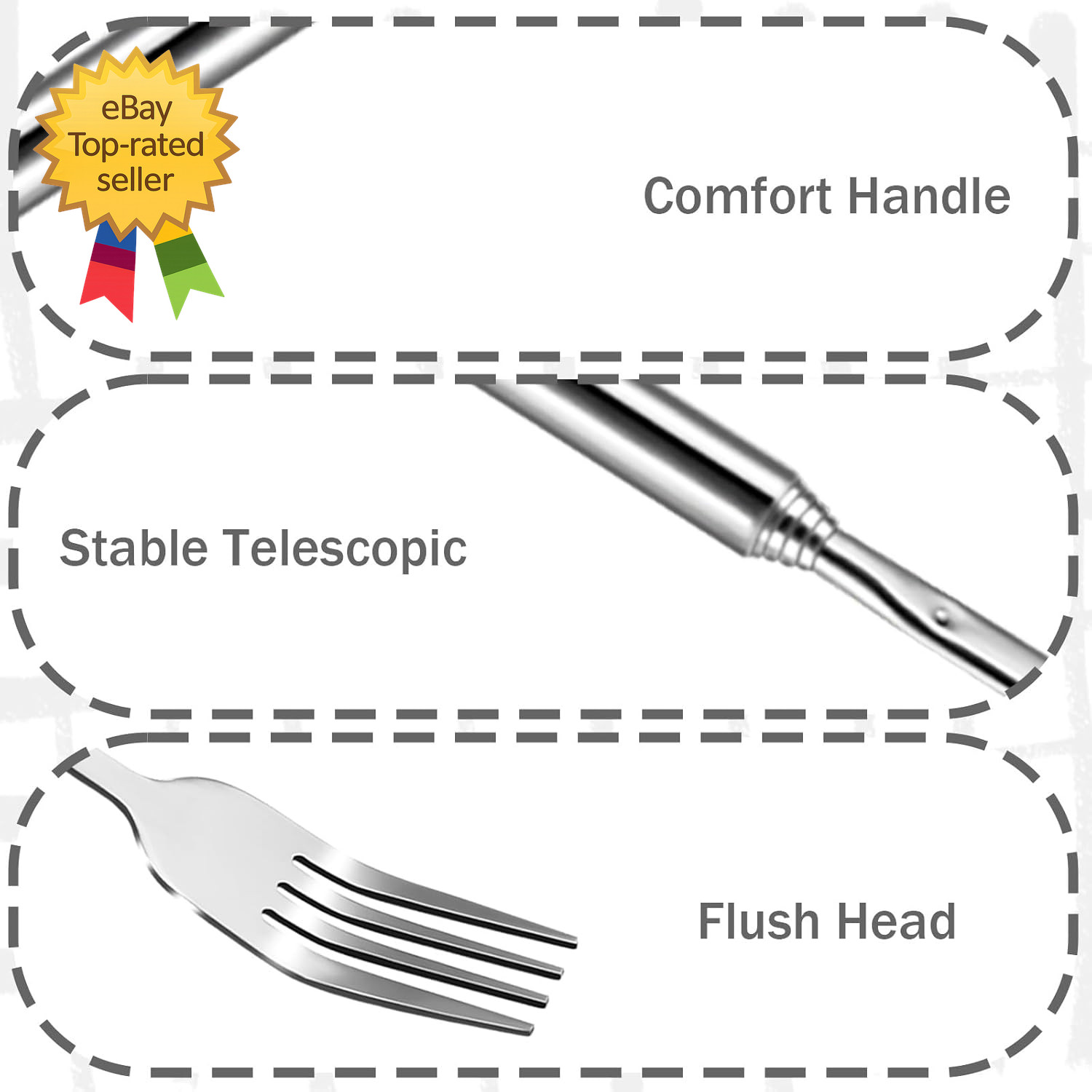 2 Pcs Extendable Fork & Spoon 8.7 to 25.5 Inch Adjustable Telescopic Retractable