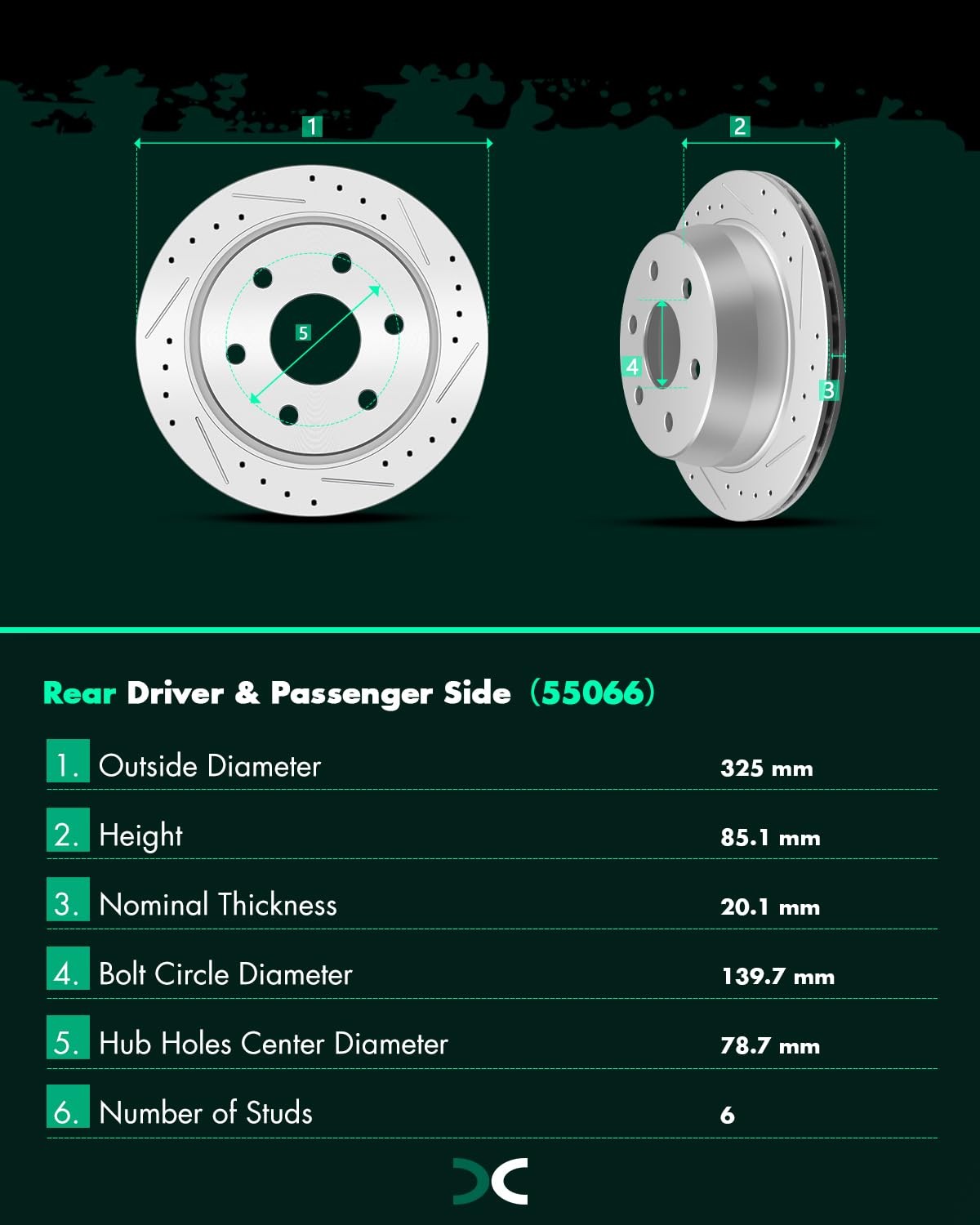 Scitoo Brake Rotors Kits -2 Rear Drilled Slotted Brake Rotors For Chevy