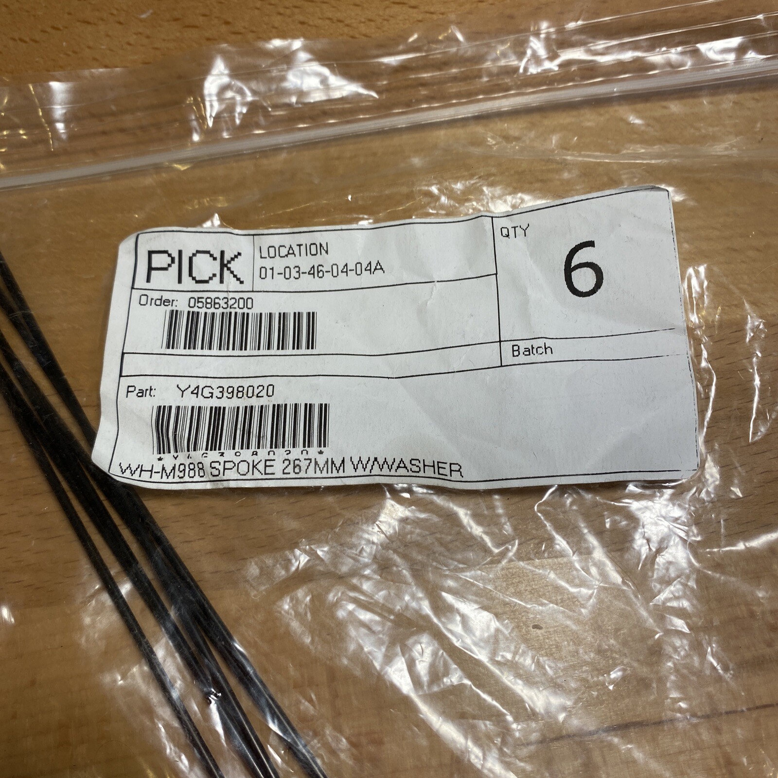 SHIMANO WH-M988 SPOKE W/WASHER 267mm Y4G398020, Set Of 6