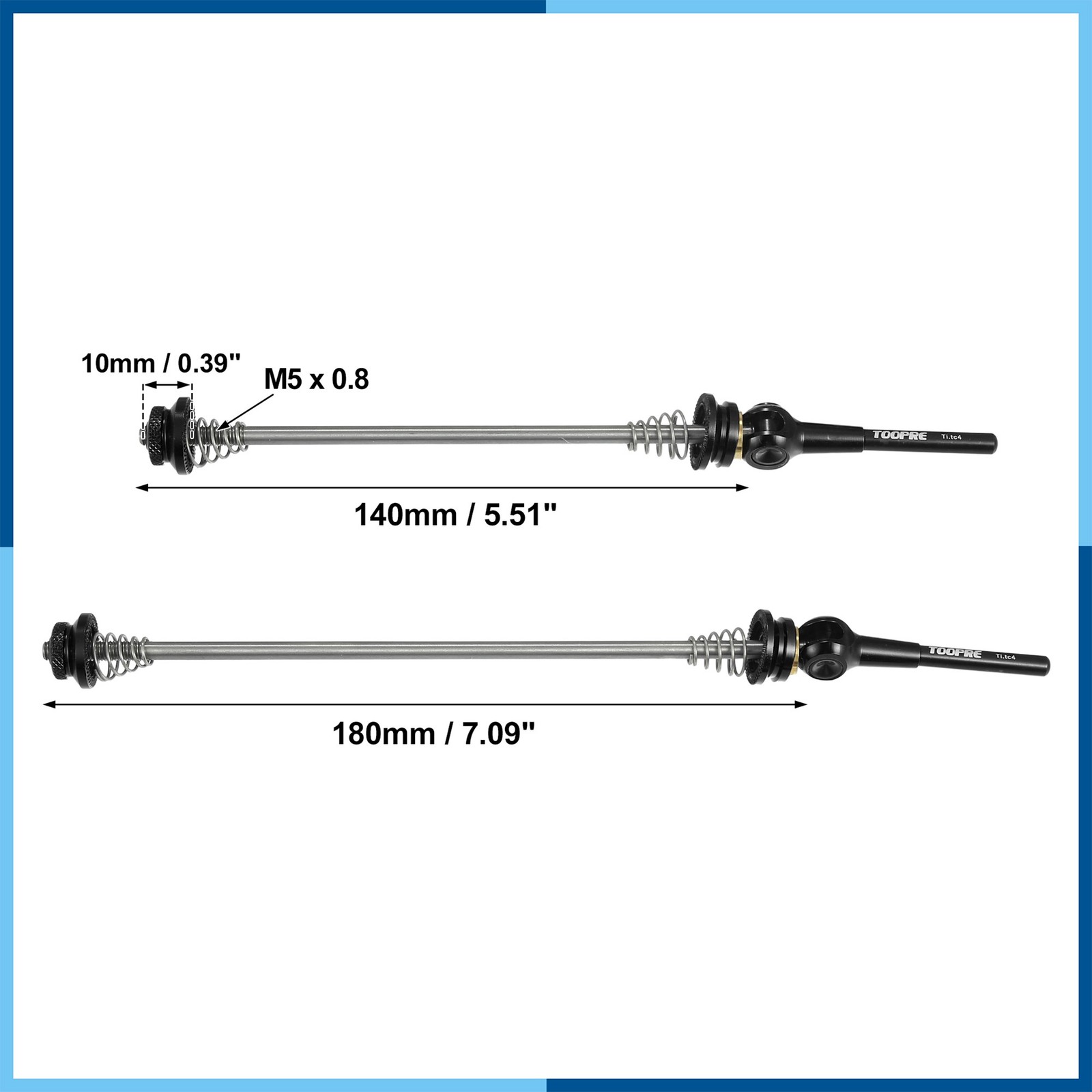 1 Pair Front Rear Bicycle Quick Release Axles Skewers Lever 140mm 180mm