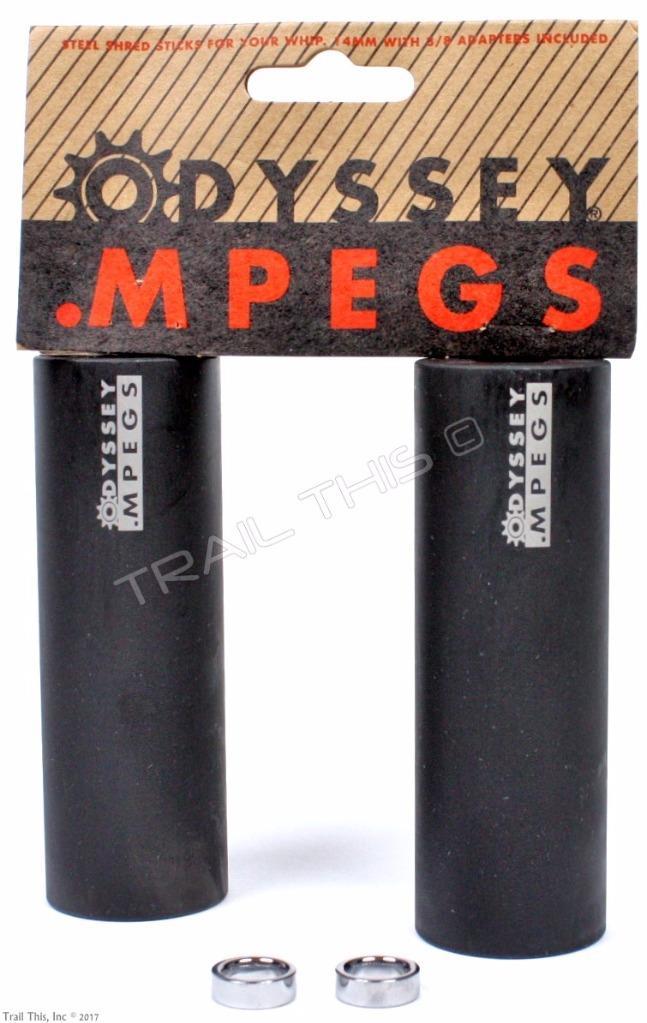 Odyssey MPEG 3-Position 4″ BMX Bike Pegs 14mm w/ 3/8″ Adaptor 1-Pair – Black