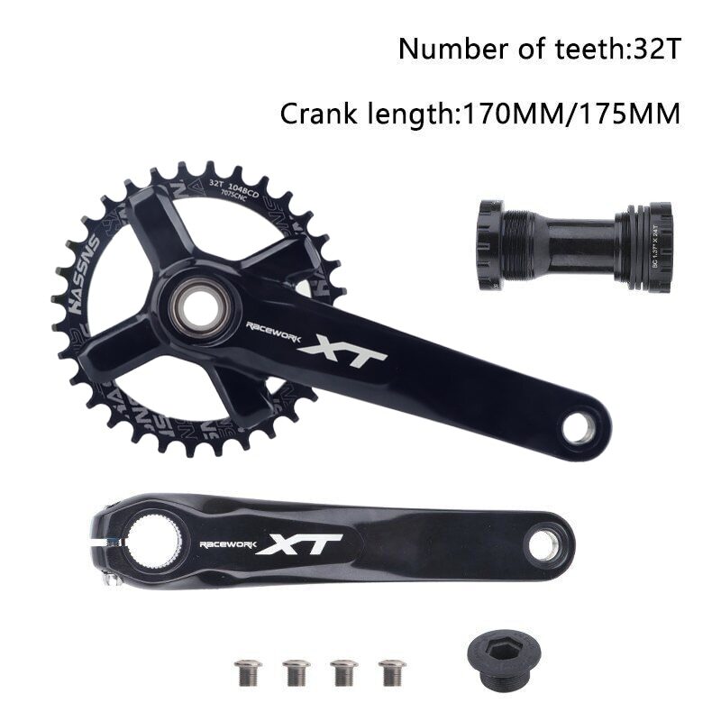 170/175mm 104BCD Crank Arms Mountain Bike Crankset Chainring 32/34/36/38/42/42T