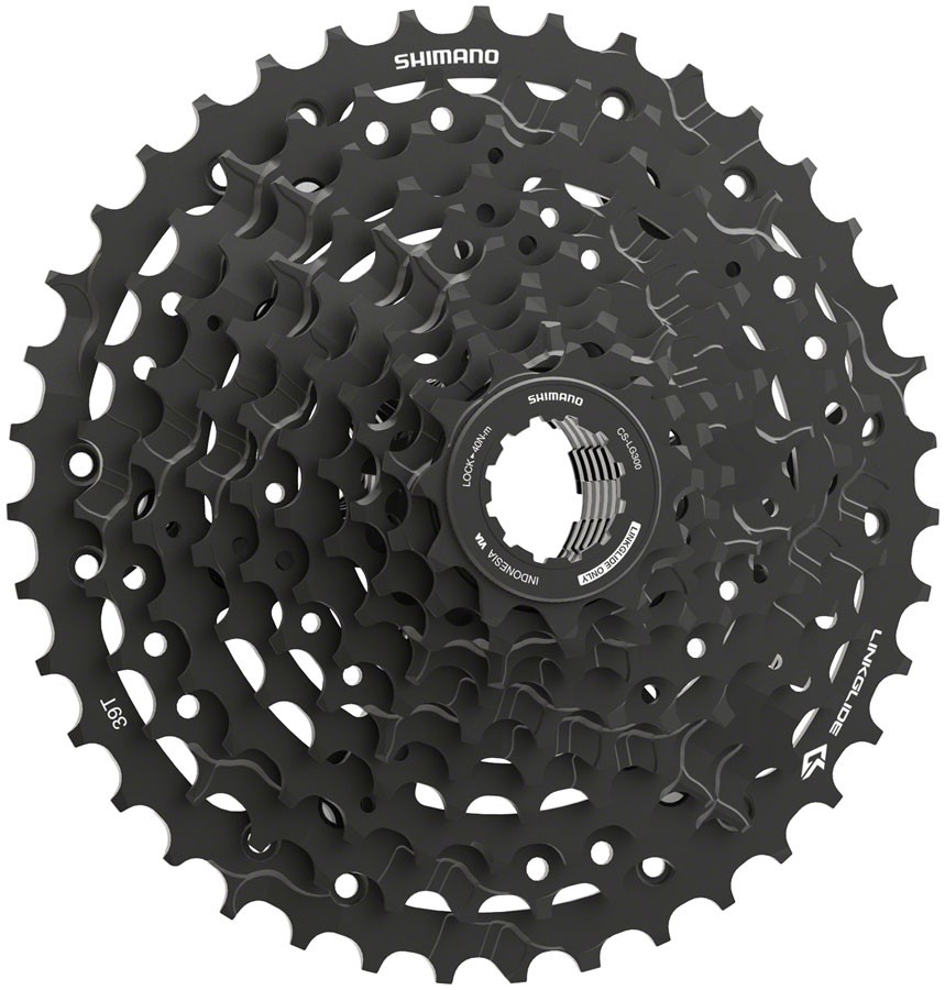 Shimano CUES CS-LG300-10 Cassette – 10-Speed, 11-39t, LINKGLIDE, Black