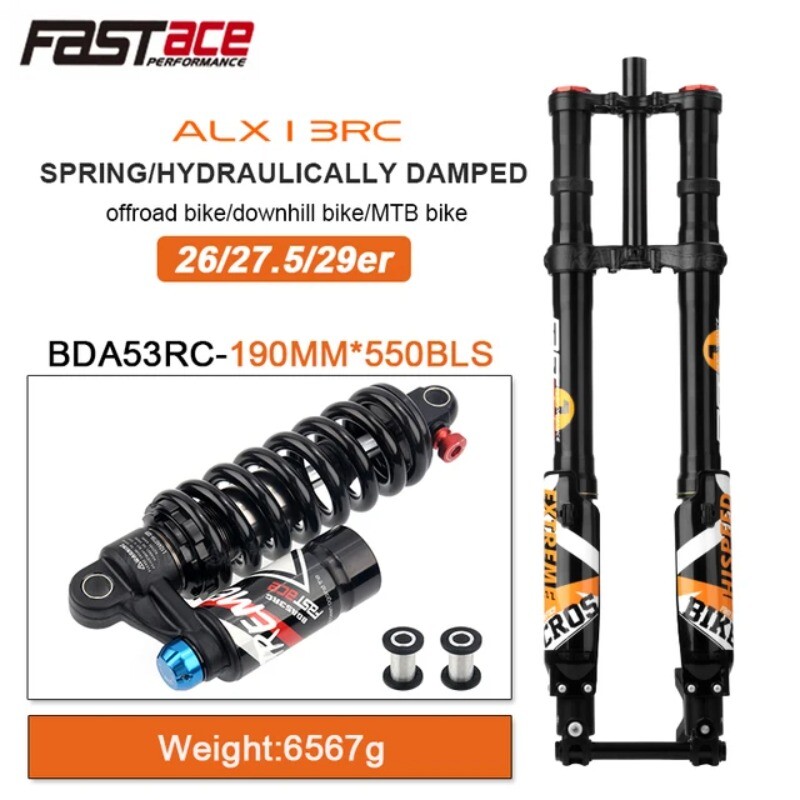 DH MTB Dirt Electric Bike Hydraulic Suspension Fork 26/27.5/29er Travel 200mm