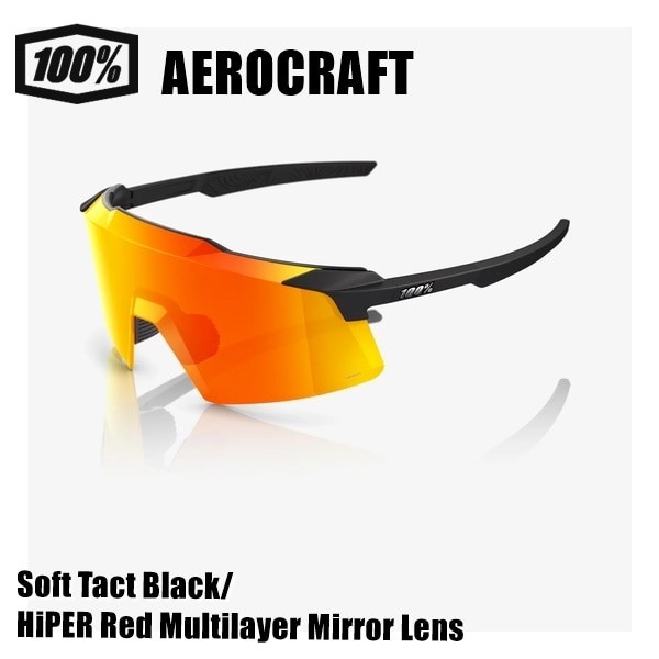 100% AEROCRAFT Sunglasses Soft Tact Black/HiPER Red Mirror Lens