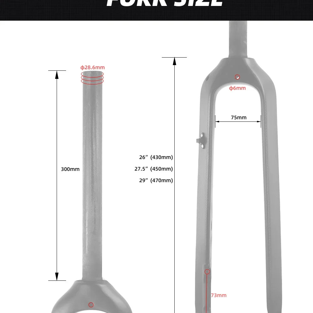 Mountain Carbon Bicycle Fork Bicycle Hard Fork Tube Thru Axle15*100mm Bike Parts