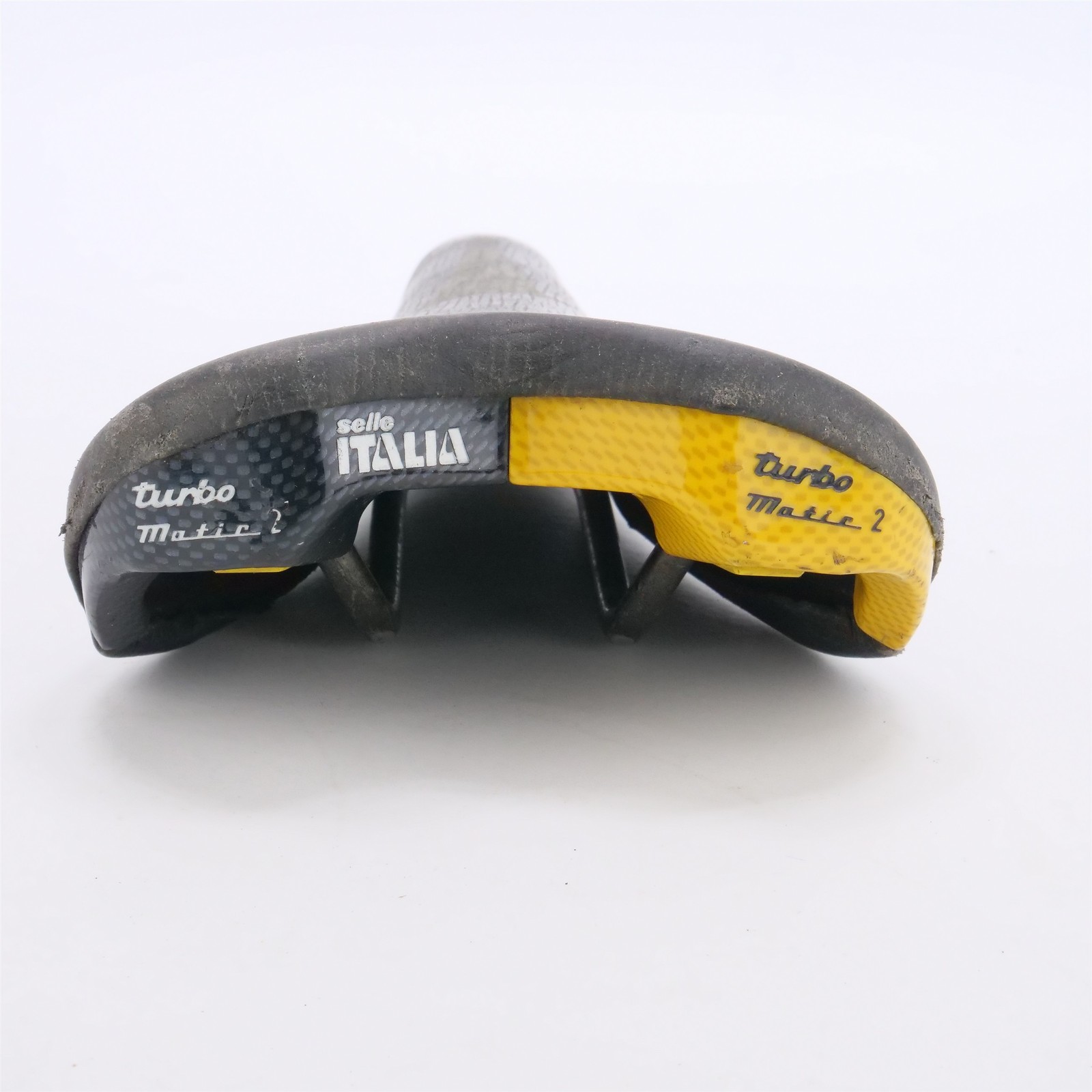 Selle Italia Turbo Matic 2 Saddle Leather CrMo Rail Black Yellow Italy Vintage