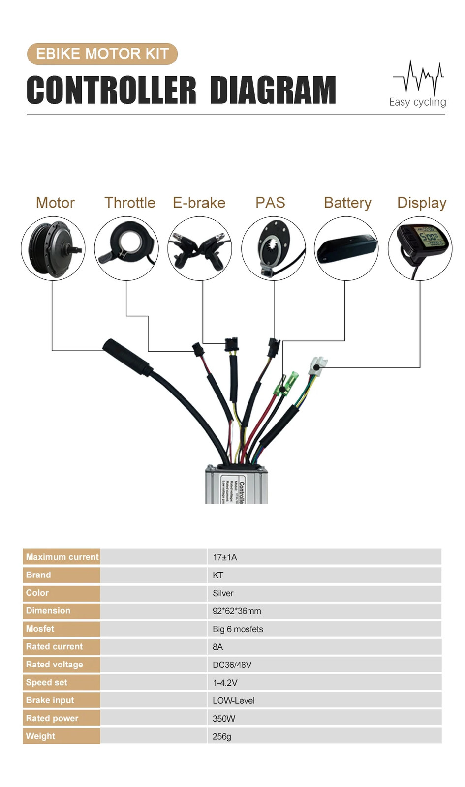 Electric Bike Conversion Kit 36V 48V 350W Rear Rotate Brushless Hub Motor Wheel