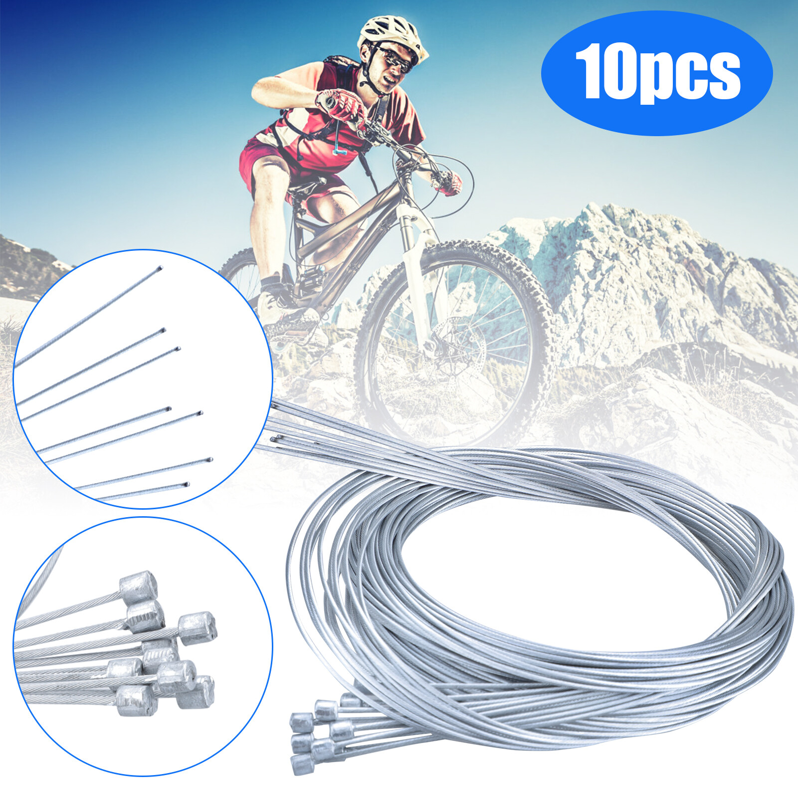 10Pcs Bicycle Shift Cable Bike Derailleur Stainless Steel Inner Wire 6.56ft /2m