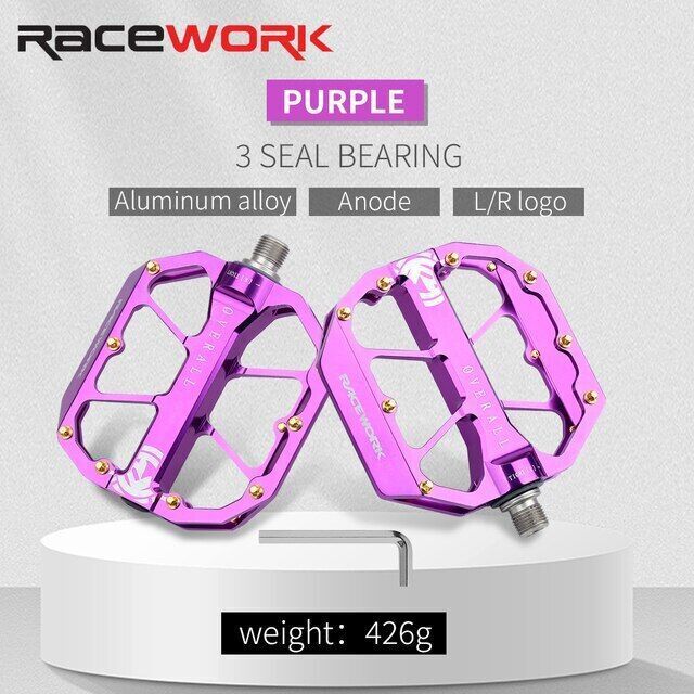 Racework Widen Bicycle Pedals Aluminium 3 Bearings MTB Road Bike 9/16″Pedals