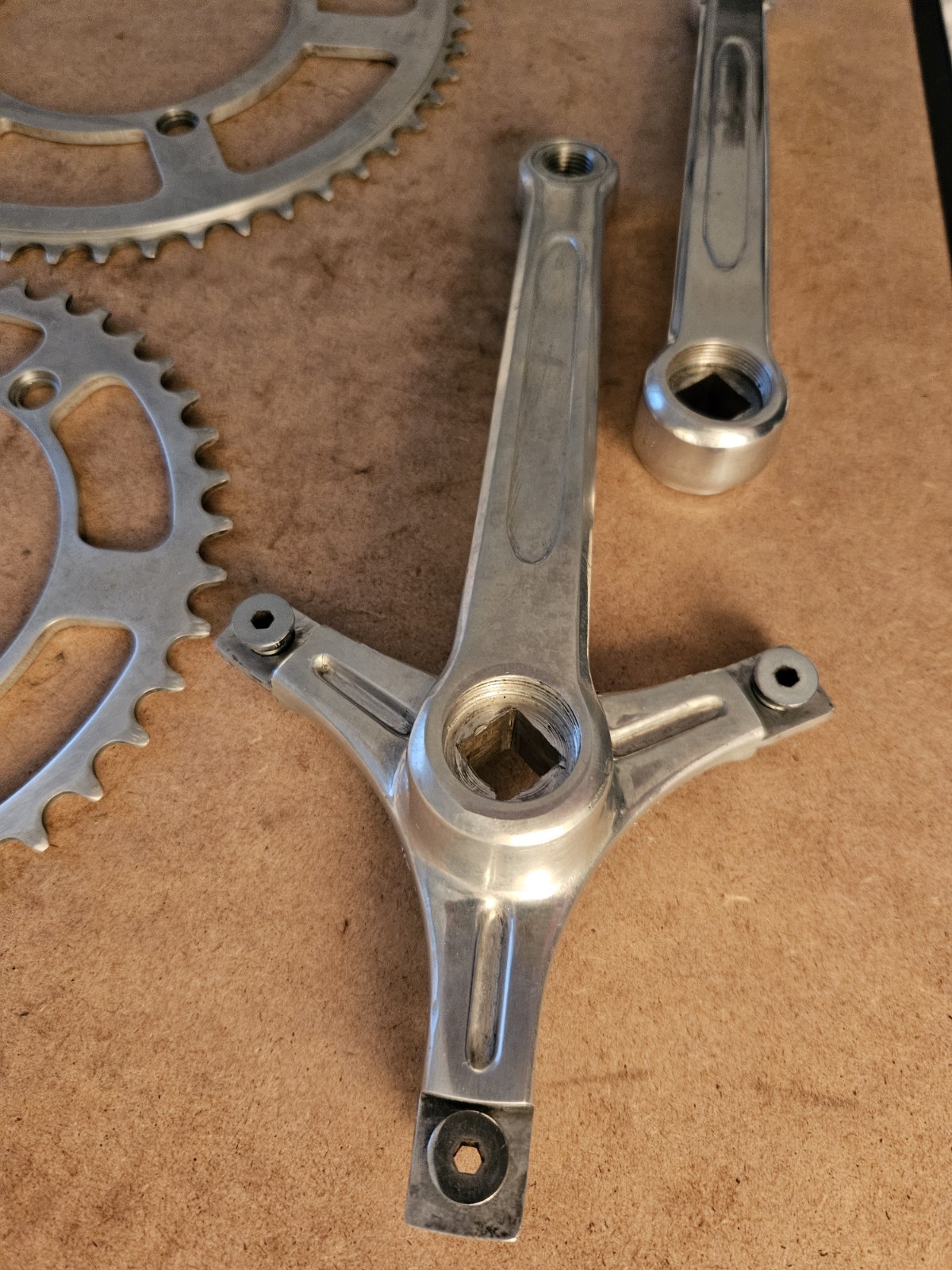 Vintage TA Specialites 3 Arm Double Crankset 170mm 52, 42 Chainrings!
