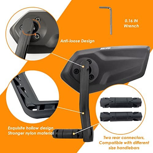 Bike Mirror for 0.59-0.65″ Diameter Handlebar HD Bar End Pentagonal B Left