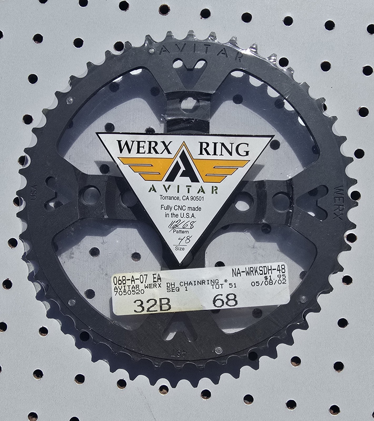 Avitar Werx Ring 48-Tooth 112/68 MTB Chainring 4 Bolt USA HEAT TREATED NOS