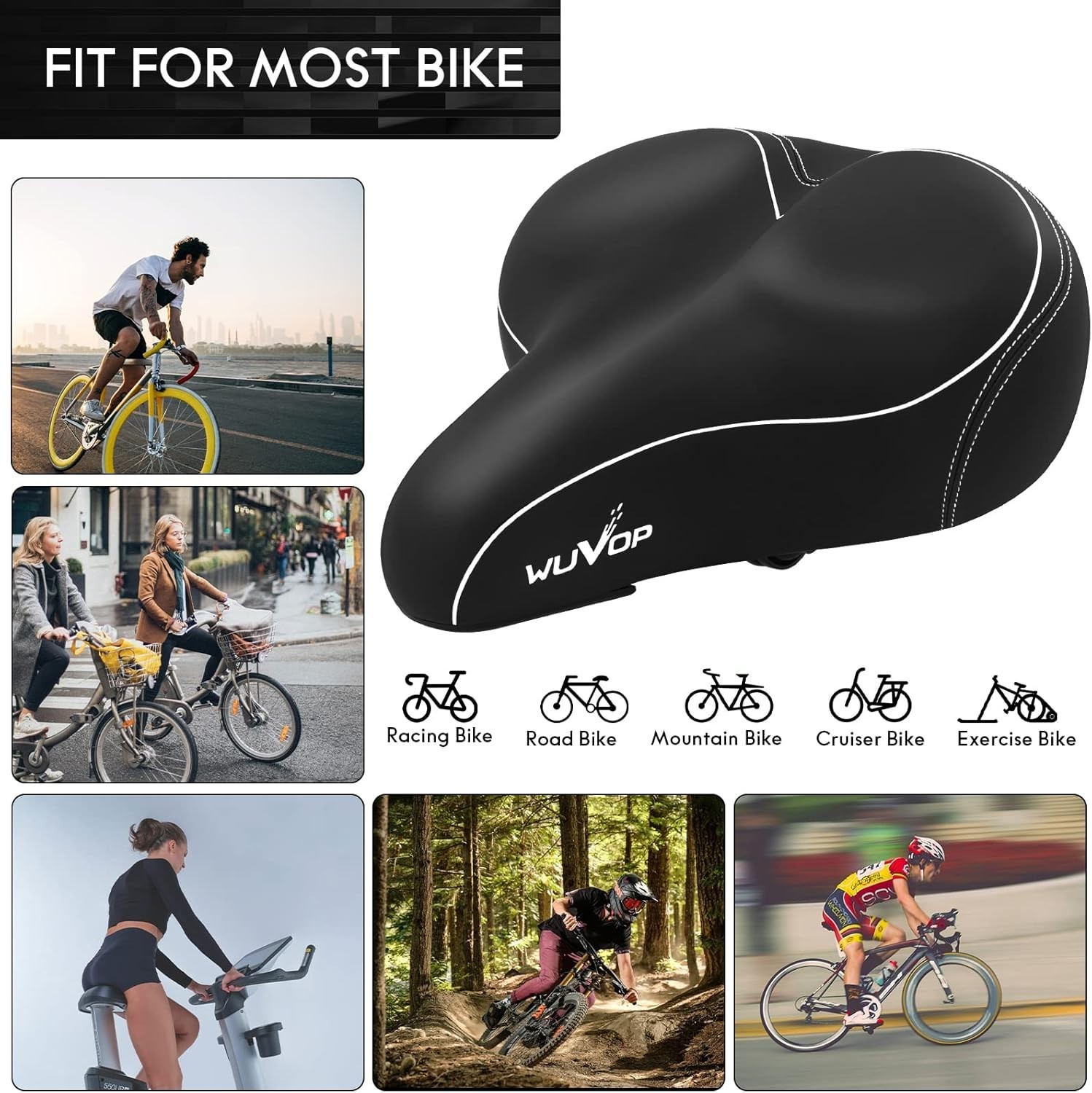 Oversized Bike Seat, Wide Bicycle Seat for Women Men Comfort, Universal Water…