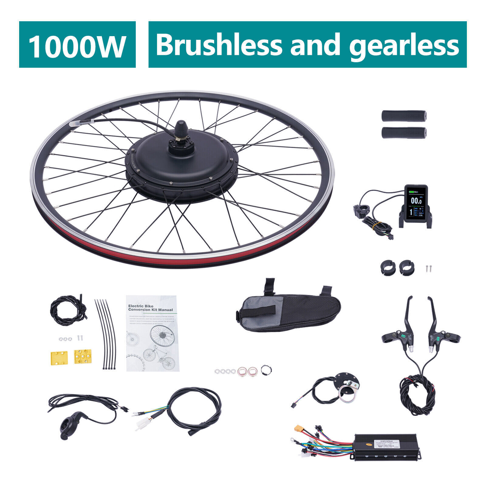 28″/29” Electric Bicycle Motor Conversion Kit Front/Rear Wheel E-Bike Hub w/ LCD