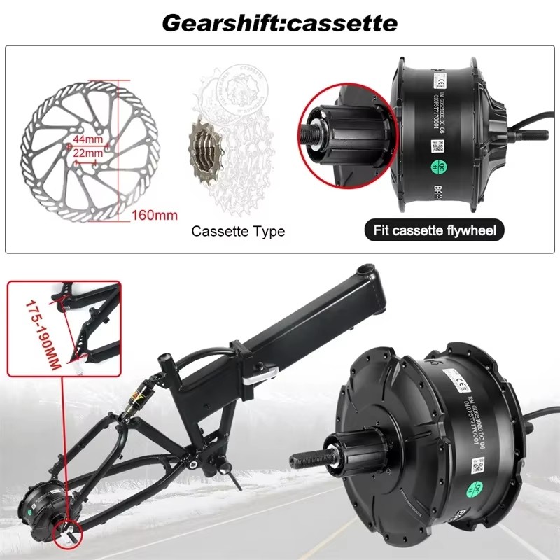 48V 1000W Bafang G062 Brushless Geared Rear Cassette Motor Fat Ebike 175mm