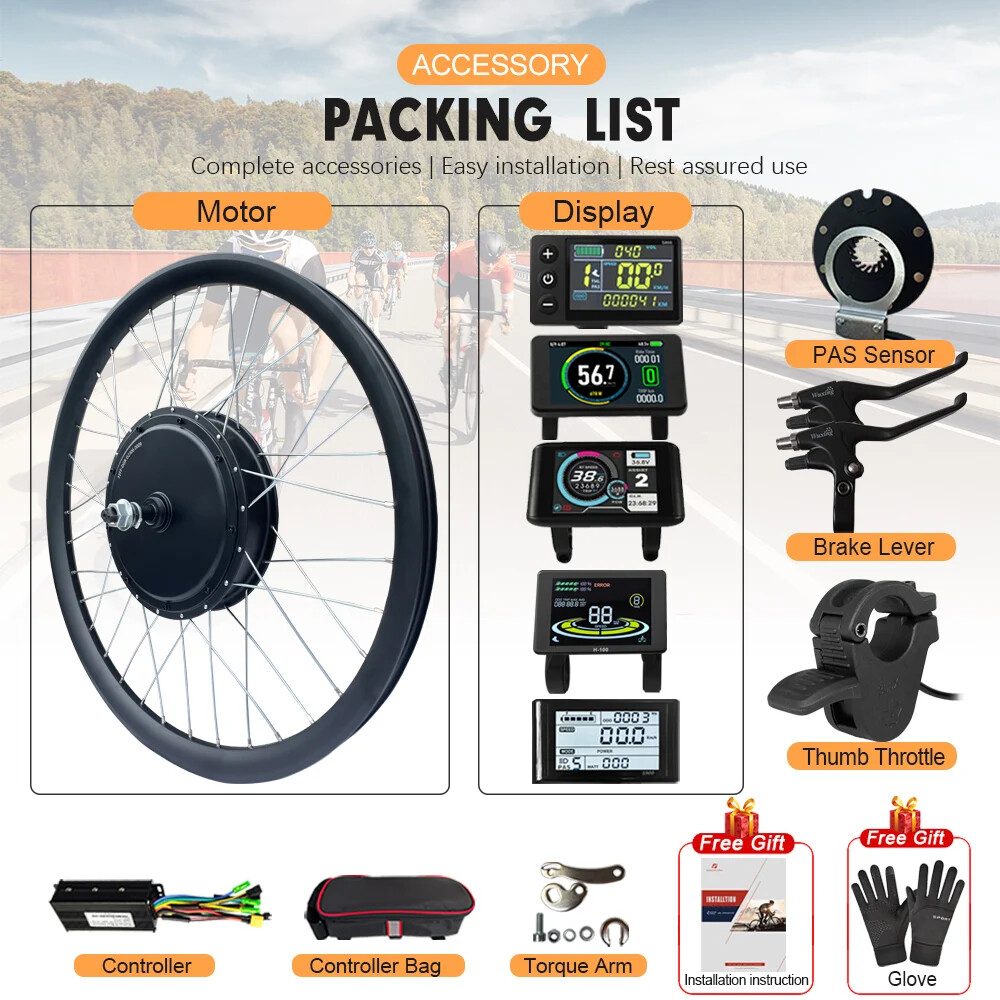 MTB Ebike Conversion Kit 48V 2000W 3.0Tyre Brushless Rear Rotate Hub Motor Wheel