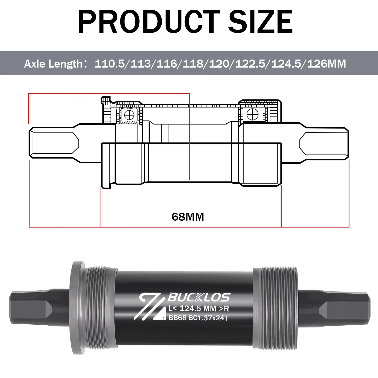 Bike Bottom Bracket BSA BB68 Sealed Bearing Bicycle Square Threaded Bottom Brack