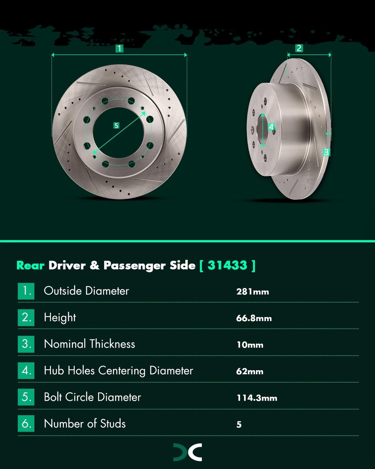 SCITOO Disc Brake Pads and Rotors Rear 11.06″ Rotors Replacement For Lexus Fo…