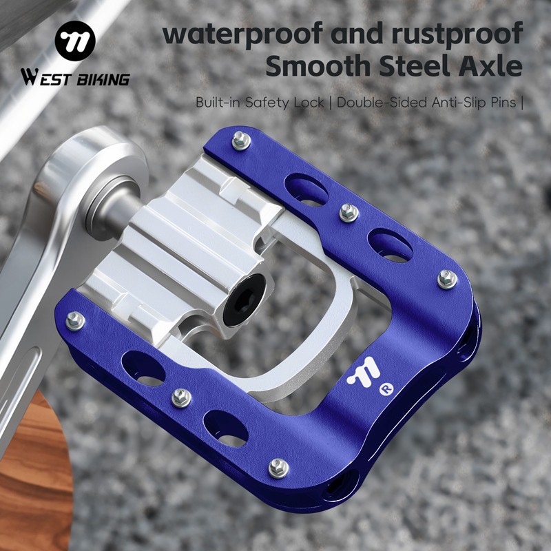 Aluminium Bicycle Foldable Pedals 3 Bearings Cycling Folding Bike Pedals Blue