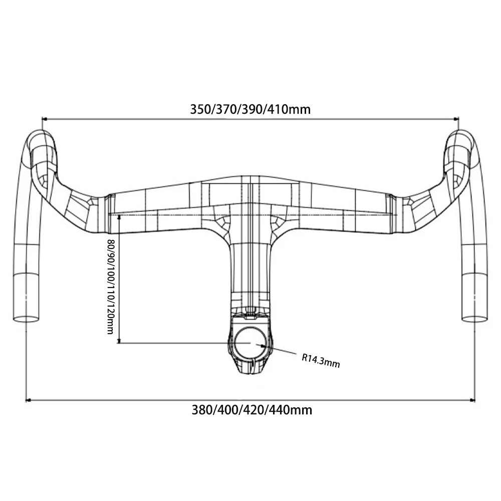 Road Bike Full Carbon Handlebar Internal Cable Routing with Spacers Bent Bar