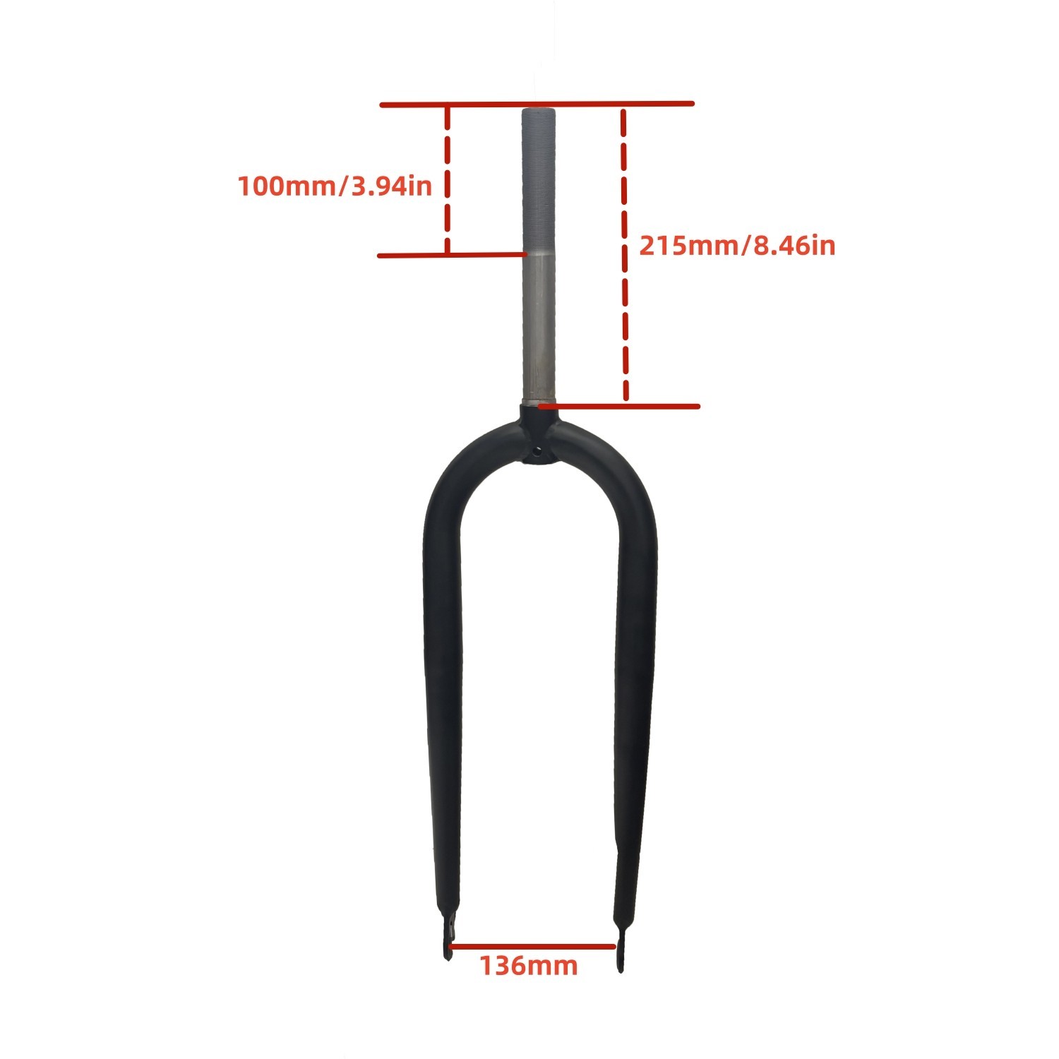CDH 26X4″ Fat Tire Bike Fork Steel Rigid Bicycle Fork Disc Brake Steerer 215mm