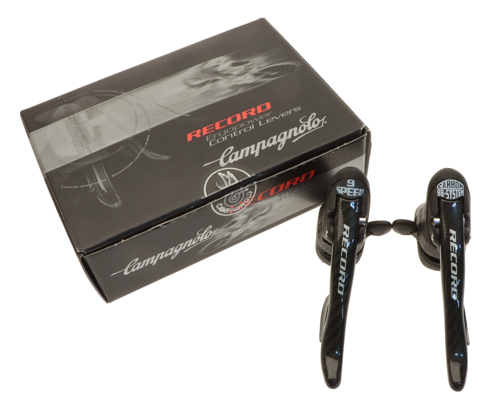 Campagnolo Record 9 Speed Carbon Ergopower Brake Levers Shifters 2001 NOS NEW