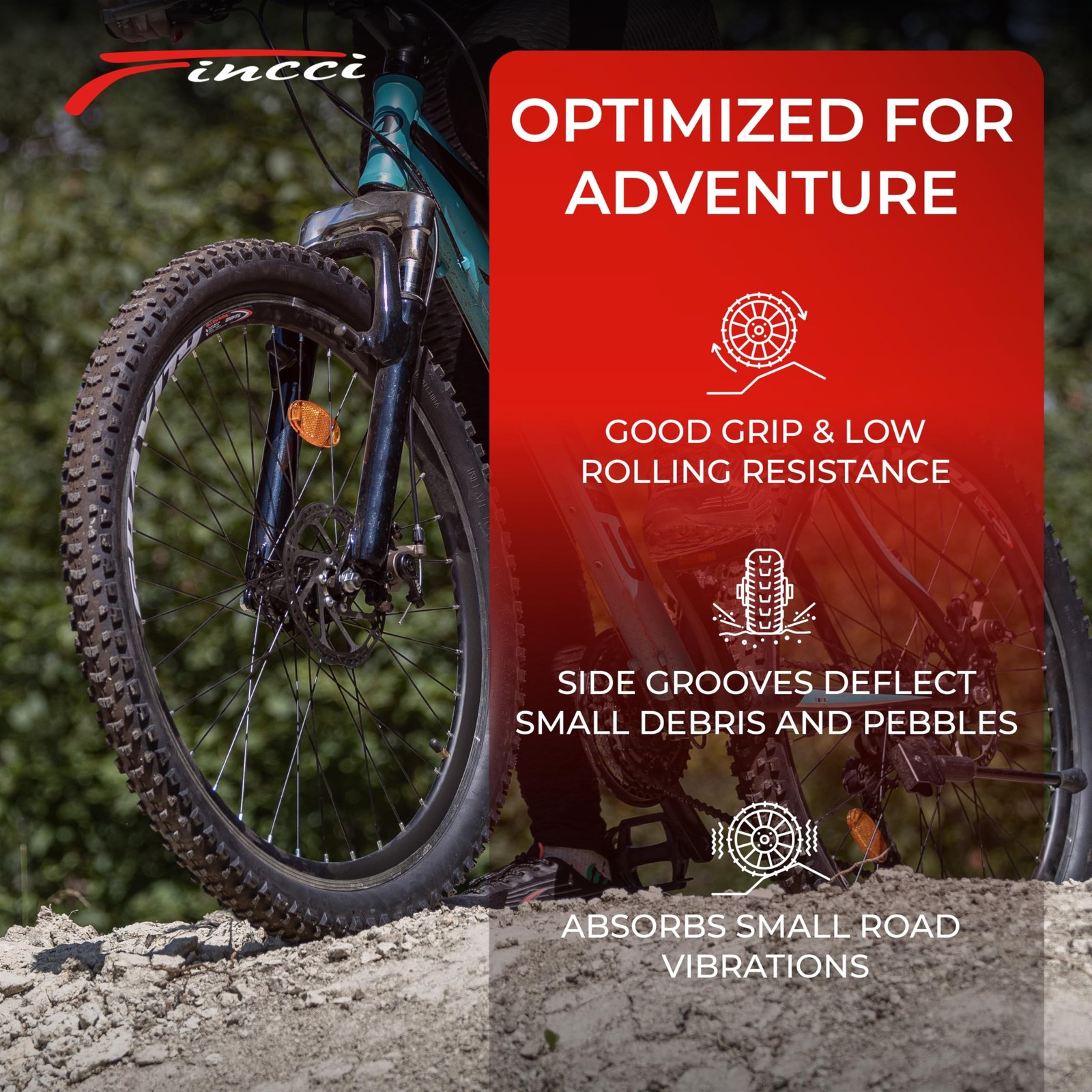 Fincci Encamp Bike Tire 26 x 2.25, Mountain Bike Tire Foldable 57-559 for Roa…