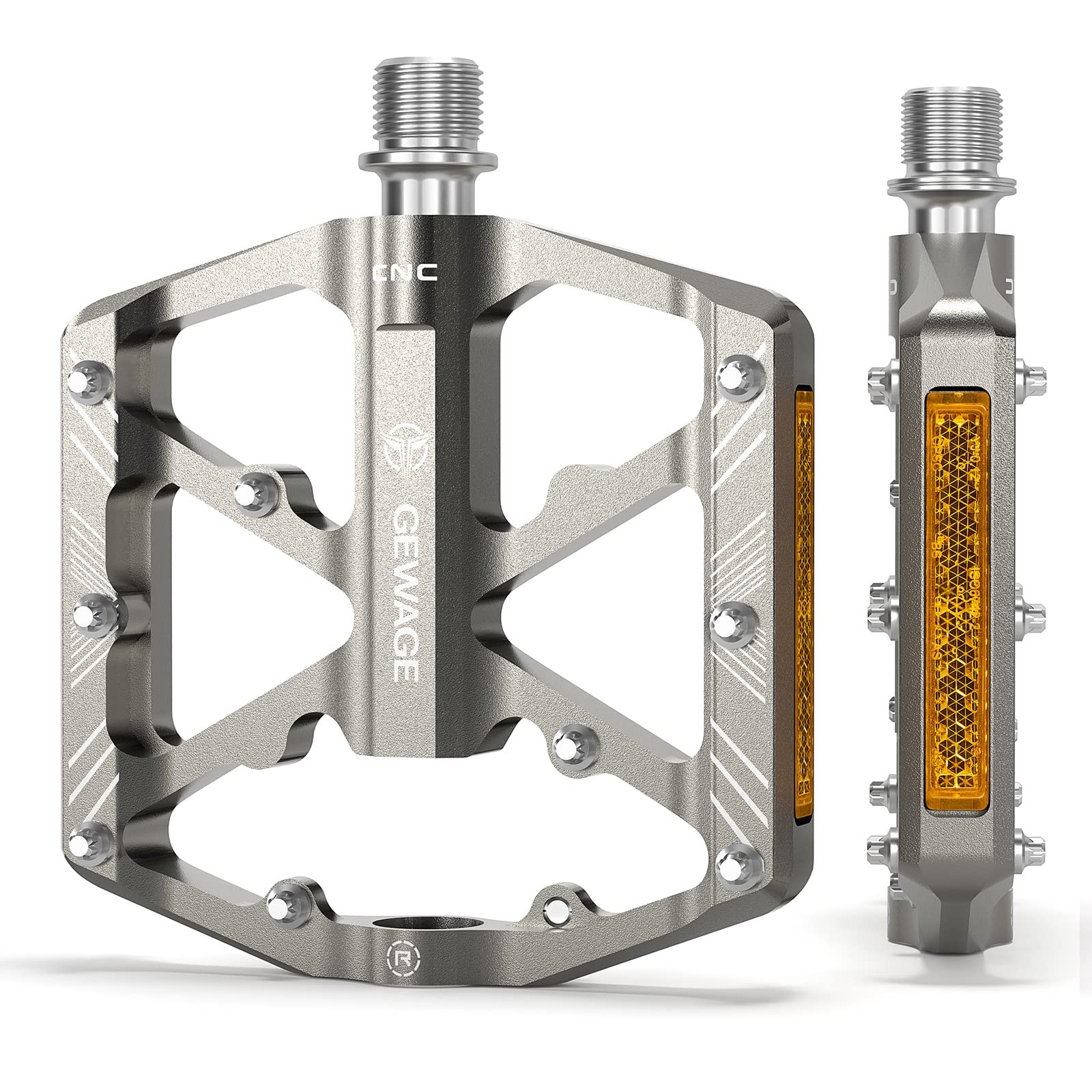 Bike Pedals 9/16 Inch – Bicycle Pedals with Reflectors – 3 Sealed Bearings MT…