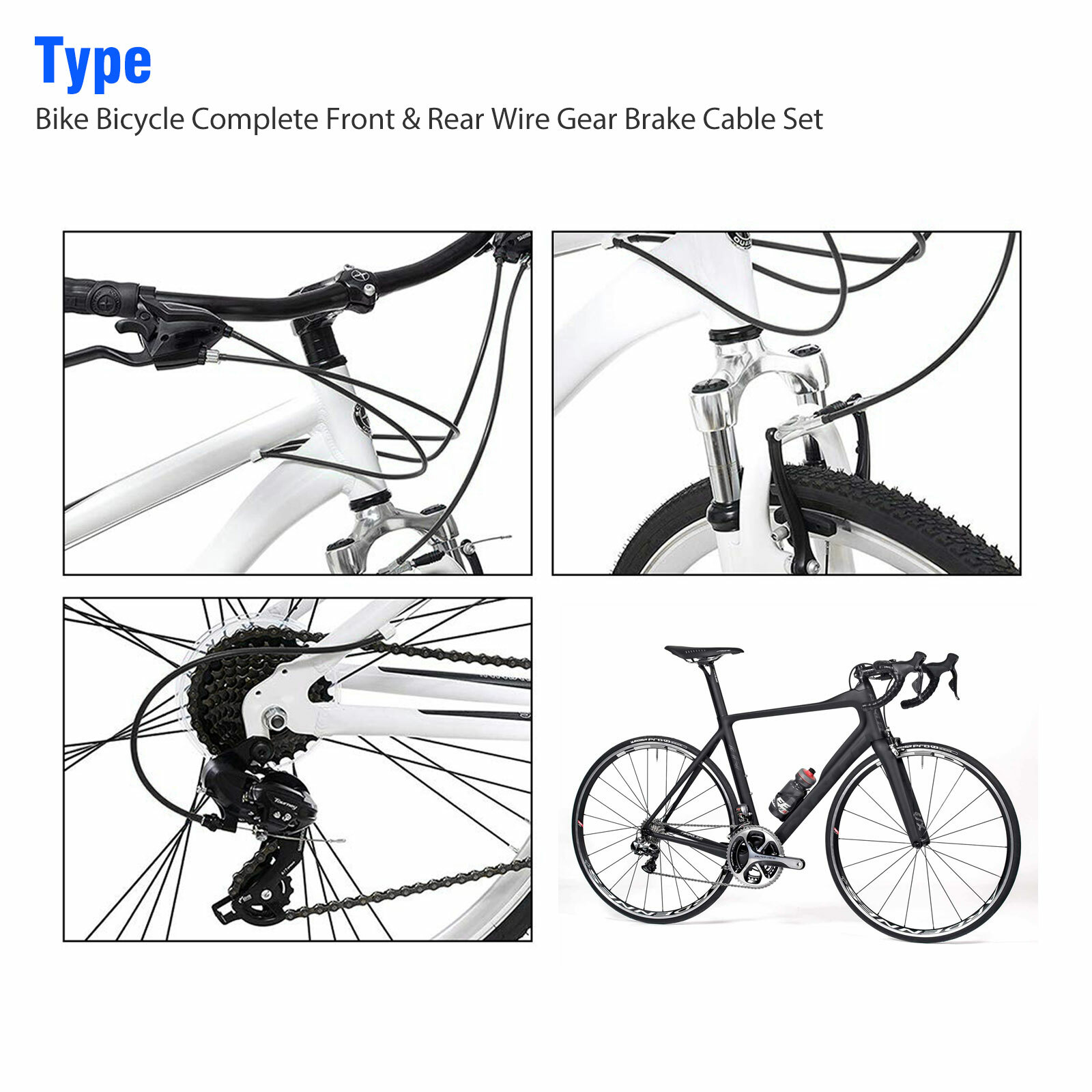Bike Bicycle Complete Front & Rear Wire Gear Brake Cable Set for Mountain Bikes