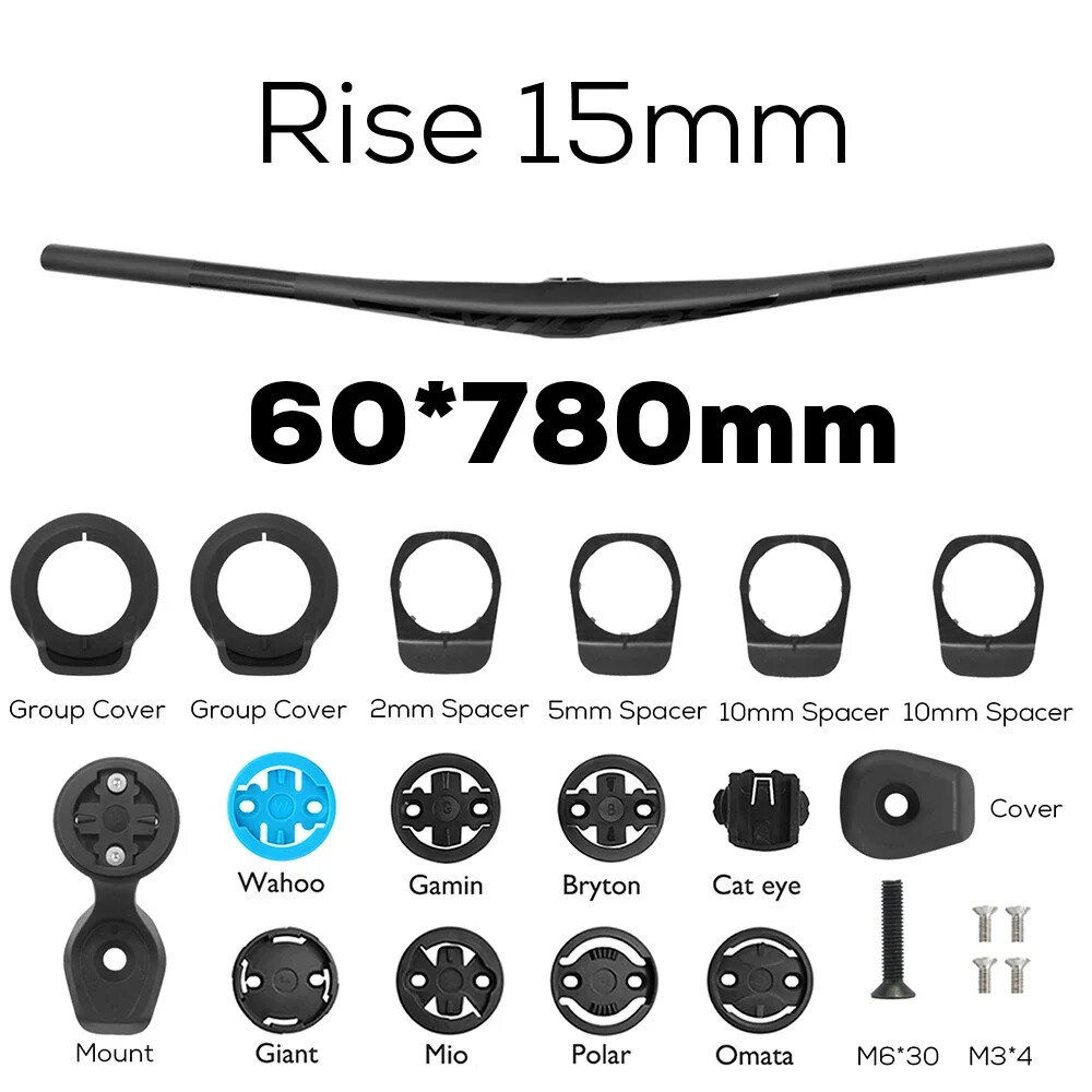 5° Rise 15mm Integrated Cockpit Carbon 40 50 60mmx740 760 780mm MTB Handlebar