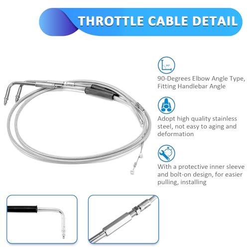 Clutch Cable & Throttle and Idle Cable Kit & Non-ABS Hydraulic 12″-14″ Chrome